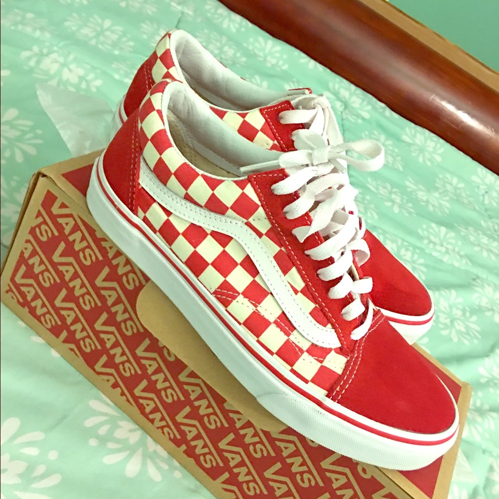 RED CHECKERBOARD VANS